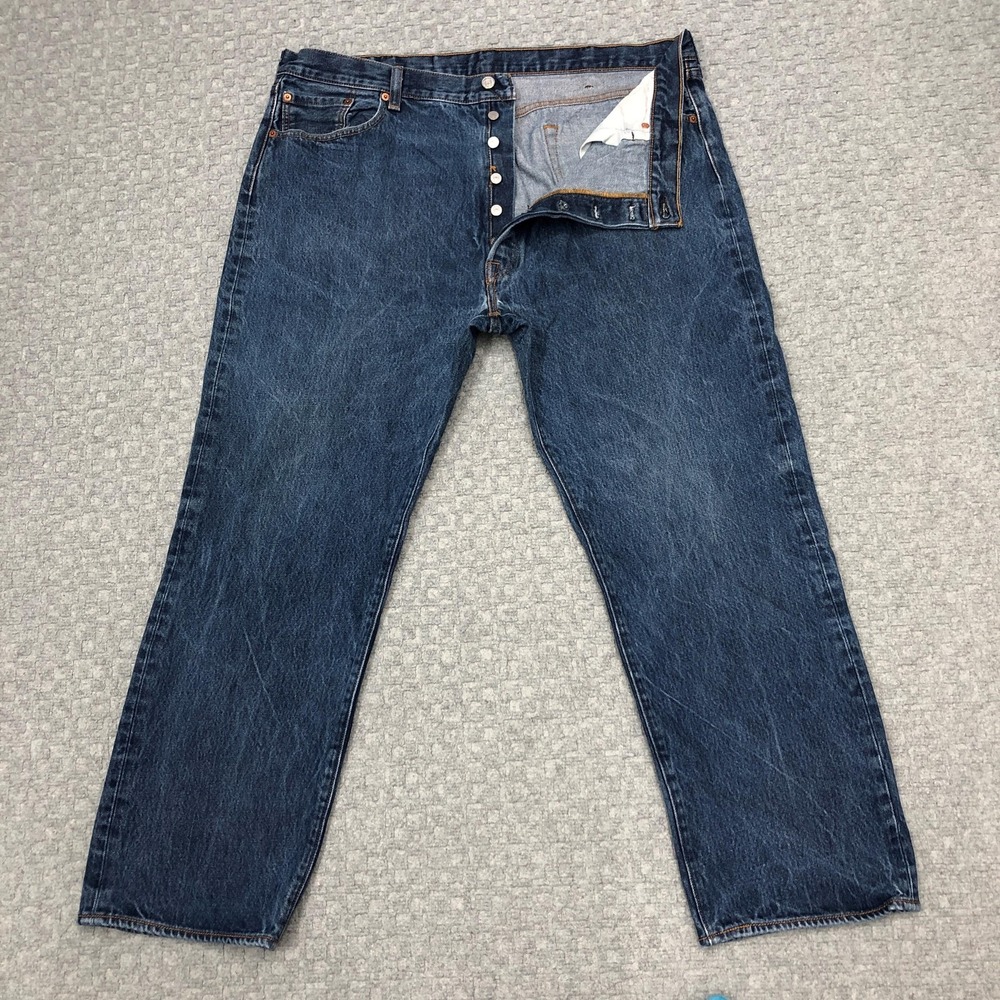 Levis 501 Jeans Mens 44x29 Blue Straight Leg Button Fly Denim Big & Tall Casual